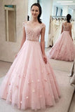 A-line 3D Flower Senior Prom Dress Lace Two Piece Prom Dress,DS138-Daisybridals