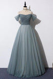 A-Line Off The Shoulder Grey Prom Dress Evening Dress,DS145