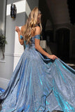 A-line Sparkly Prom Dress With Slit Sweetheart Evening Gown,DS166-Daisybridals