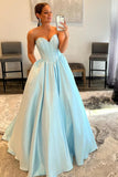 A-Line Sweetheart Strapless Blue Long Prom Dress Formal Gown,DS211-Daisybridals