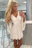 Bell Sleeves Short Ivory Homecoming Dress Graduation Dresses, DH106