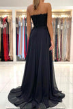 A-line Black Sweetheart Chiffon Lace Long Prom Dress Formal Dress PSK260 - Pgmdress