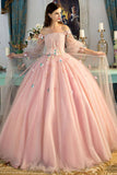 A-line Off The Shoulder Pink Prom Dress Long Evening Dress,DS149-Daisybridals