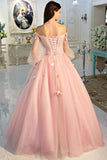 A-line Off The Shoulder Pink Prom Dress Long Evening Dress,DS149-Daisybridals