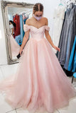 A-line Off The Shoulder Pink Long Prom Dress Formal Dress,DS165-Daisybridals