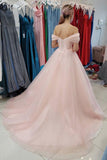 A-line Off The Shoulder Pink Long Prom Dress Formal Dress,DS165-Daisybridals