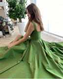 A-line Sweetheart Green Prom Dress Evening Dress With Pockets,DS201-Daisybridals