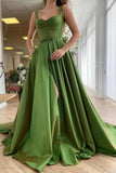 A-line Sweetheart Green Prom Dress Evening Dress With Pockets,DS201-Daisybridals