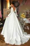 A Line Elegant Long Sleeves Wedding Dress Beach Bridal Gown,DH020-Daisybridals