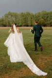 A Line Off the Shoulder Appliques Bohemian Wedding Dress Bridal Gown,DH022-Daisybridals