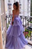 A Line Purple Tulle Long Prom Dress Layered Formal Dress,DS114-Daisybridals