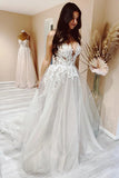 A Line V-neck Lace Appliques Beach Wedding Dresses Bridal Gown,DW027-Daisybridals