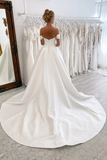 Ball Gown Bridal Gown Off The Shoulder Satin Simple Wedding Dress,DW057-Daisybridals