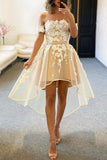 High Low Tulle Off The Shoulder Champagne Homecoming Dresses,DH114