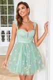 Floral Embroidery Sweetheart A-Line Homecoming Dress Short Party Dress  PD472-Daisybridals