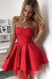 Hot Sale A-line Sweetheart Satin Pink Homecoming Dress,DH199-Daisybridals