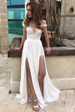 Illusion Neck Chiffon Wedding Dresses A Line Beach Wedding Dresses,DW005-Daisybridals