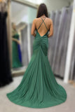 Mermaid Backless Long Green Prom Dress Evening Dress,DS106