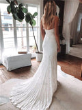Mermaid Spaghetti Straps Lace Bohemian Wedding Dress,DW009-Daisybridals
