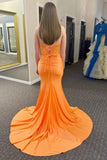 Mermaid Sweetheart Strapless Orange Prom Dress With Slit ,DS108-Daisybridals