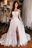 Off Shoulder Elegant Wedding Dress Boho Bridal Gown With Slit ,DW063-Daisybridals