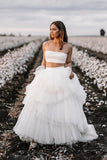 Simple Two Piece Wedding Dress Rustic Wedding Dress With Layered,DW013-Daisybridals