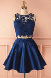 Two Piece Short Homecoming Dress,Lace Prom Dress,DH100-Daisybridals