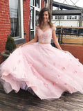 A-line 3D Flower Senior Prom Dress Lace Two Piece Prom Dress,DS138-Daisybridals