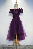 A-line Purple High Low Cute Prom Dress Purple Homecoming dress,DH1611