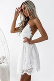 A-Line Spaghetti Straps Criss-Cross Straps White  Homecoming Dress,DH155-Daisybridals