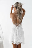 A-Line Spaghetti Straps Criss-Cross Straps White  Homecoming Dress,DH155-Daisybridals