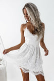 A-Line Spaghetti Straps Criss-Cross Straps White  Homecoming Dress,DH155