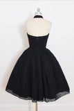 Halter Neck Simple Black Homecoming Dress Party Dress,DH164-Daisybridals