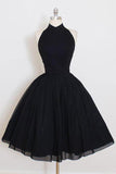 Halter Neck Simple Black Homecoming Dress Party Dress,DH164