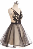 Black Tulle Lace V-neck Short Prom Dress Homecoming Dresses PD067 - Pgmdress