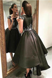 Sparking Beading High Low Organza Black Homecoming Dress，DH190-Daisybridals