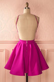 Cute Backless Hot Pink Homecoming Dress Short Party Dress,DH205-Daisybridals