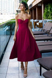 Cute Tea Length Sweetheart Grape Homecoming Dress,DH165-Daisybridals