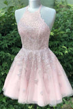 A-line Tulle Spaghetti Straps Dusty Blush Homecoming Dress,DH166