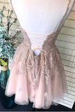 A-line Tulle Spaghetti Straps Dusty Blush Homecoming Dress,DH166-Daisybridals