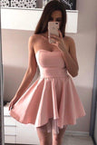 Hot Sale A-line Sweetheart Satin Pink Homecoming Dress,DH199-Daisybridals