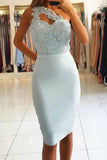 Light Blue Short Knee Length One Shoulder Homecoming Dress,DH196-Daisybridals