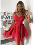 Spaghetti Strap Red Short Prom Dress Mini  Homecoming Dress,DH210-Daisybridals