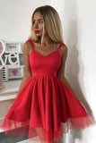 Spaghetti Strap Red Short Prom Dress Mini  Homecoming Dress,DH210-Daisybridals